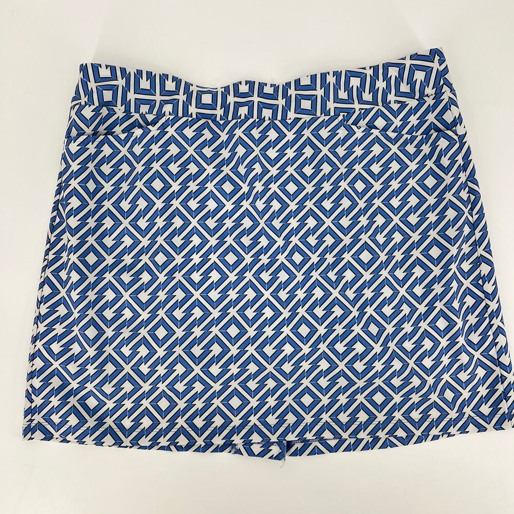 Mimosa by Nivo Womens Blue White Geometric Print Skort Golf Size L Preowned